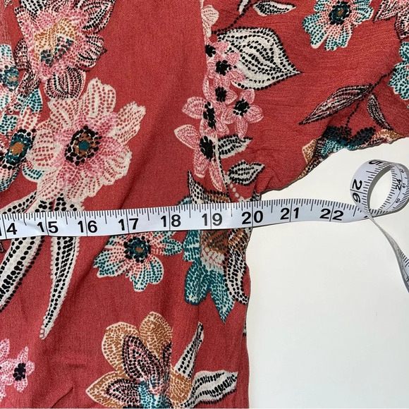 Maurices Rust Orange Multicolor Floral Print Flutter Sleeve Kimono Small Women’s - Picture 7 of 10